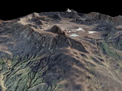 Okmok Caldera 3d model terrain 3D model