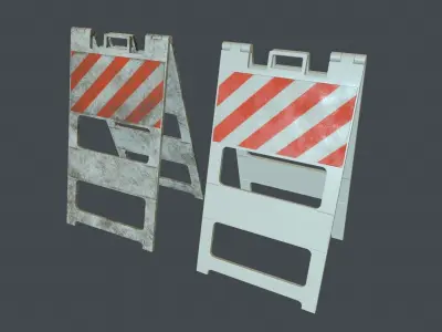 Traffic Plastic Barricade PBR Game Ready Low-poly 3D model