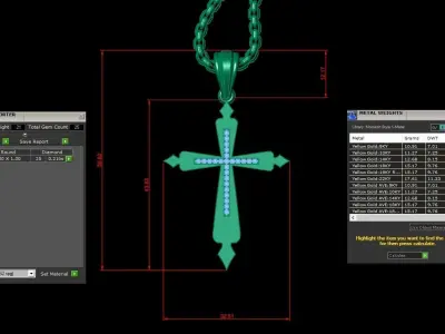 High Cross Pendant Light Gold 18K 3CP030 3D print model