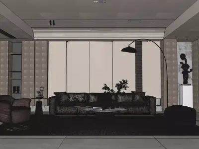 c4d Modern living room scene model  Low-poly 3D model