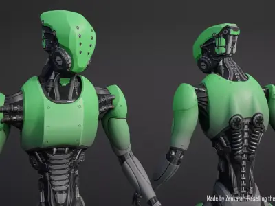 Rigged colored robot Low-poly 3D model