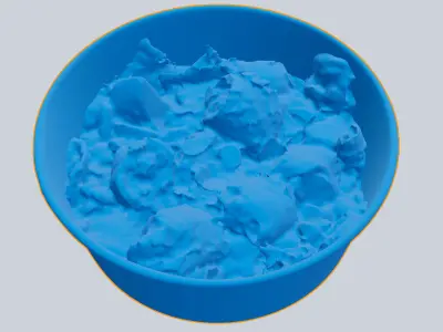 Poke bowl Salad with mango almond and salmon 3D model