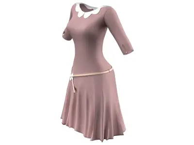 Scallop Collar Skirt Dress Low-poly 3D model