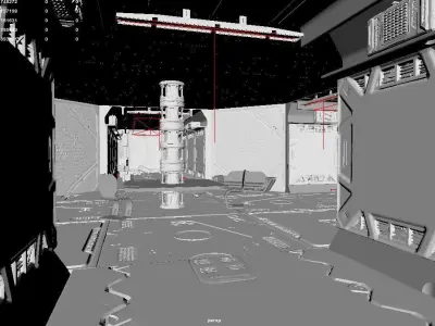 Sci-fi interior Scene for renders 3D model Low-poly 3D model