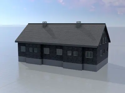 Modern multi-family house version 3 Low-poly 3D model