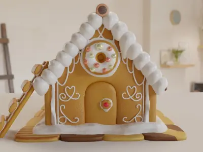 Gingerbread House 3D model Low-poly 3D model