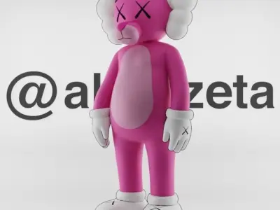 Kaws Pink Panther Textured Low-poly 3D model