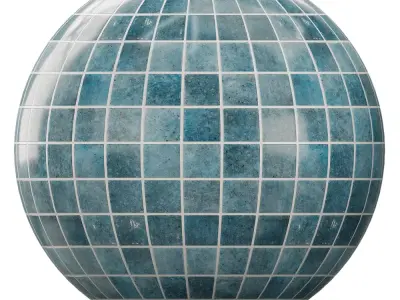 Blue Ceramic Small Square Tiles 3D Model  Texture