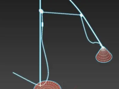 AYNO L floor lamp with shade and orange cord 3D model
