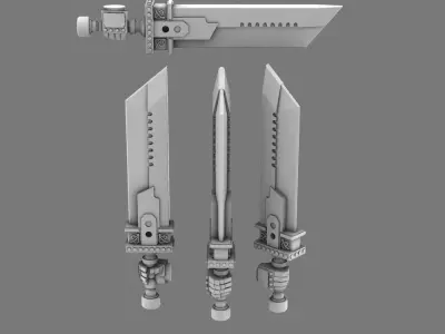 Space Knights Fantasy Cloud Sword RIGHT 3D print model