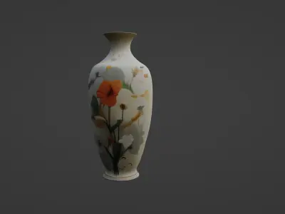 Elegant Tall Floral Floor Vase 3D model