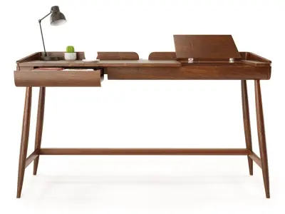 Desk set 3d model wood Low-poly 3D model