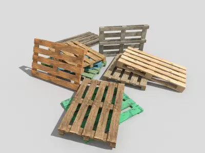 wooden pallets collection 1 Low-poly 3D model