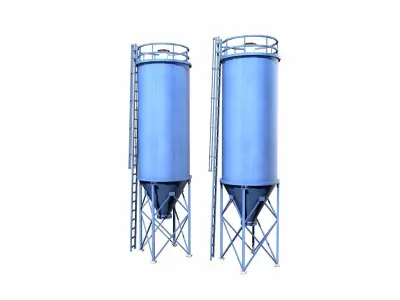 Chemical Silos Low Poly 3d Model Low-poly 3D model