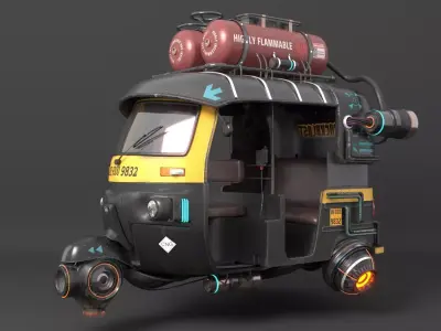 Scifi Auto Rikshaw Low-poly 3D model