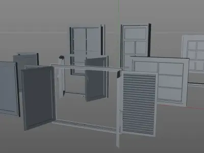 Windows doors and drawers Low-poly 3D model