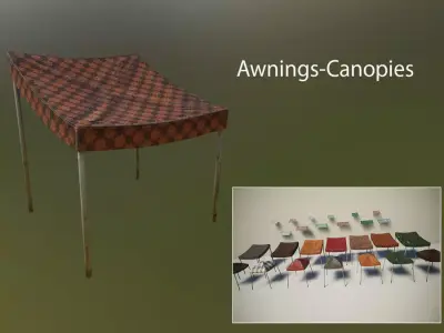 Awnings and Canopies Low-poly 3D model