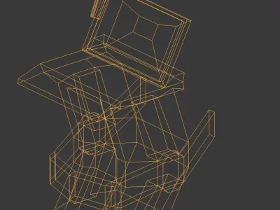 Sci Fi Computer Set with separated materials Low-poly 3D model