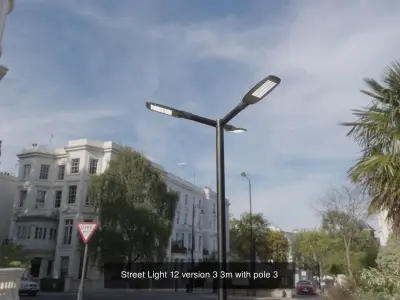 Street Light 12 with pole 3 3D Model Pack