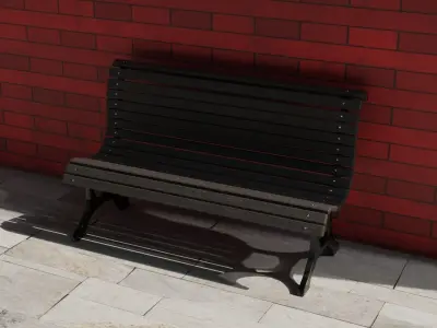 Wooden Bench Low-poly 3D model