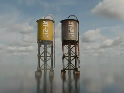 Industrial Water Tank Towers  Game Ready PBR Assets Low-poly 3D model
