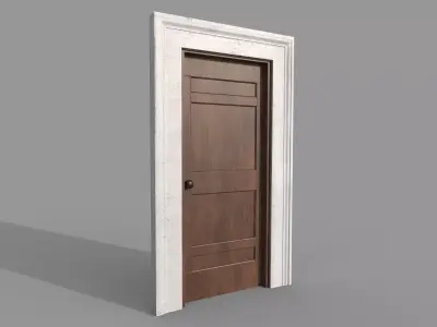 Wooden door 6 Low-poly 3D model