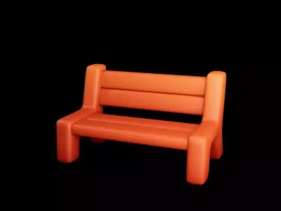 Stylized Low Poly Bench Game Ready  Low-poly 3D model