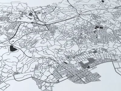 Okinawa City Road Network and Streets 3D model