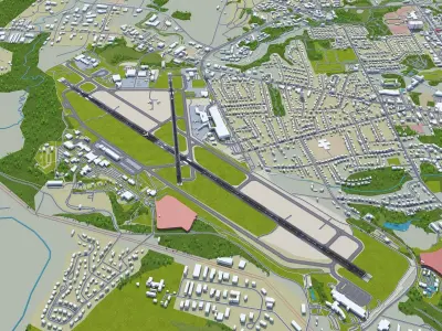 Burlington Airport 10km Low-poly 3D model