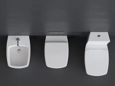 GALASSIA WC SA02 bidet and toilet art 8960 art 8961 art 8962 Low-poly 3D model