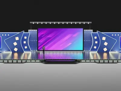 Entertainment Concert Event Stage 3D Model with Light 3D model