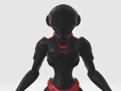 Red and black alien robot 3D model