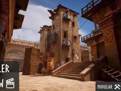 Modular Desert Town - Desert City - Desert Village Low-poly 3D model