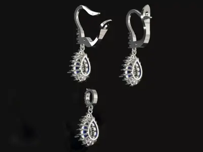 Sapphire and Diamond Teardrop Half Set js0022 3D print model