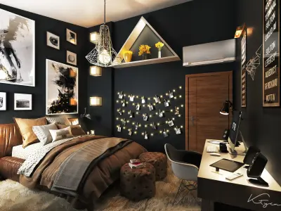 Full Bedroom Scen High Quality Texture Free 3D model