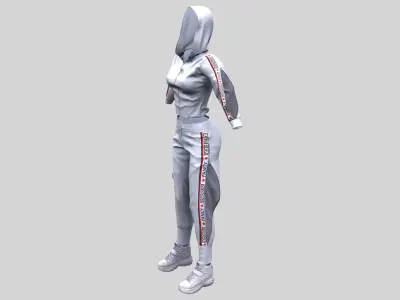 Female Hip-Hop Sports Outfit Low-poly 3D model