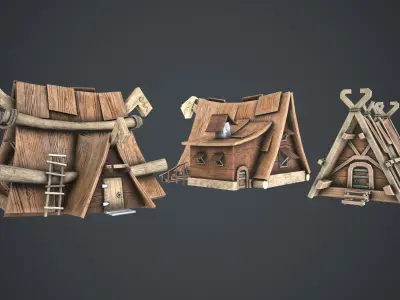 Viking House Pack Low-poly 3D model
