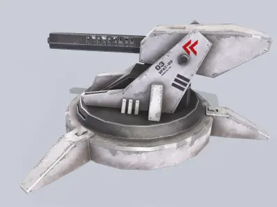 Scifi advance turret Low-poly 3D model