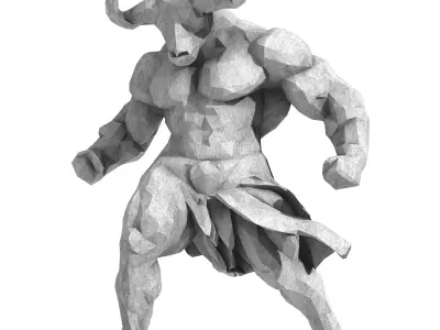 Buffalo Warrior Low Poly 3D print model