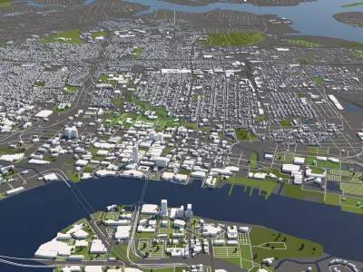 Jacksonville 50x50km City Map Model 3D model