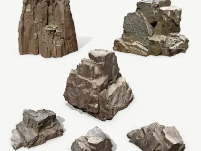 ancient Egyptian rocks with hieroglyphic  Low-poly 3D model