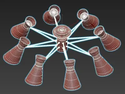 laconica ceiling light with six lights 3D model