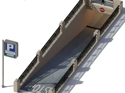 Entrance-Exit to the underground parking 3D model