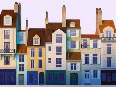 Cartoon buildings Low-poly 3D model purchase