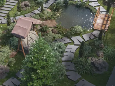 Exterior scene 3D model purchase