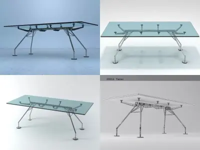 Nomos glass table with metal legs 3D model
