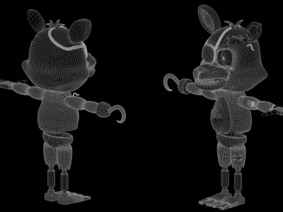 Foxy Reimagined A Stylized 3D Animatronic For SFM Low-poly 3D model