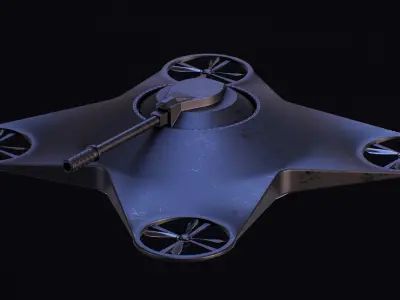 Sci-Fi Military Drone Low-poly 3D model