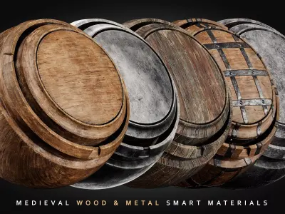 Medieval Wood and Metal Smart Materials for Substance 3D Painter 3D model