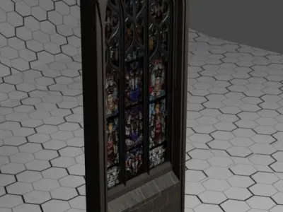 Stained  Glass Windows And Arctetural asset 3D model